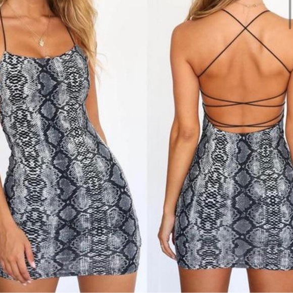Cobra Dress Snake Print Bodycon Strappy Gray Women's Size Small - Picture 1 of 4